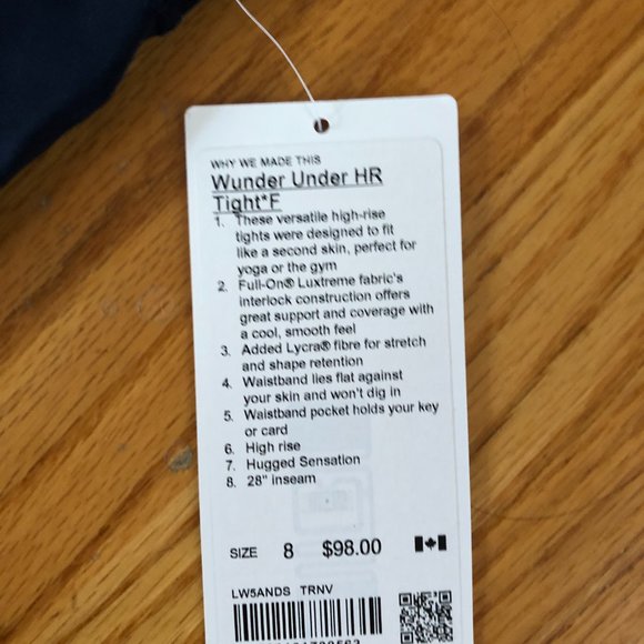 Lululemon Wunder Under High Rise Tight - True Navy 8 28" - Picture 6 of 6